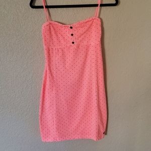 Volcom Neon Coral Polka Dot Strapless Dress